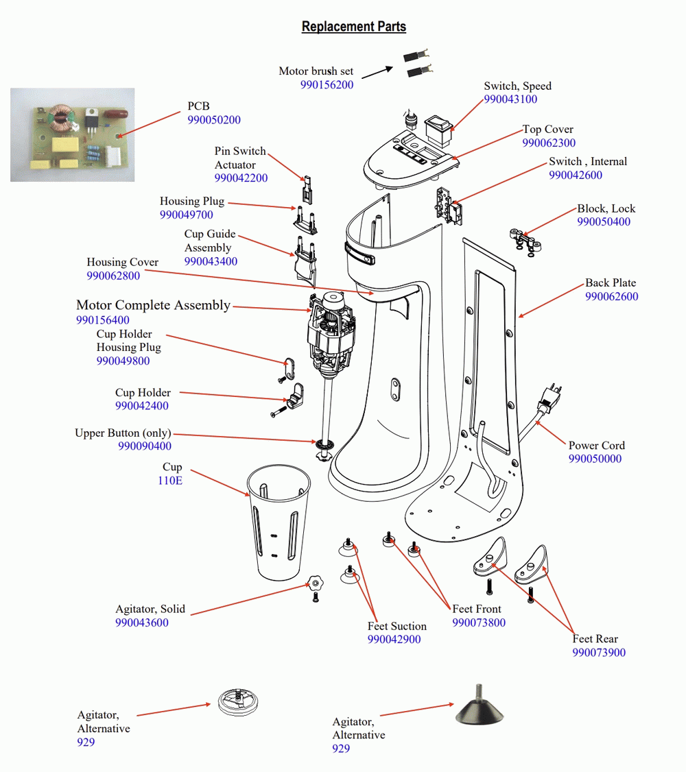 Diagram Diagram and Parts List for HMD200-UK-G  Hamilton Beach Drink Mixer
